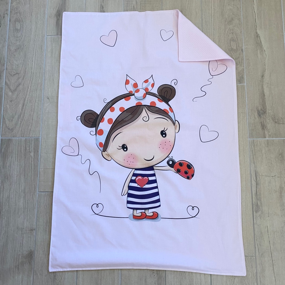 Copertina in Cotone Bambina Coccinella (retro rosa)
