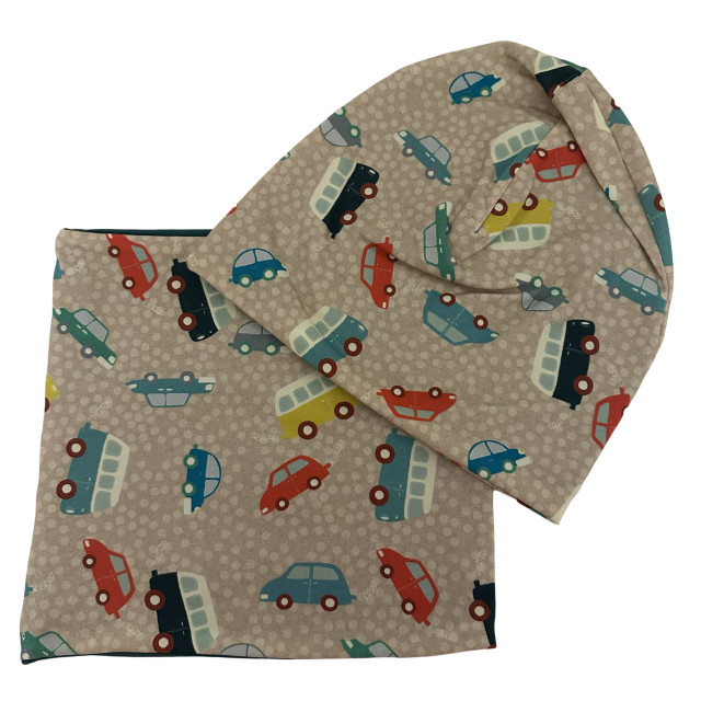 Set Cappellino e Scaldacollo in Jersey Macchinine Vintage